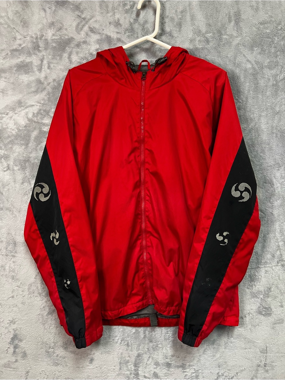 Vintage Burton Ronin Windbreaker Jacket Mens Medium Red Black Samurai Tomoe Y2K